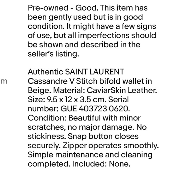 Yves Saint Laurent Gold Accent Beige Wallet - Picture 10 of 10